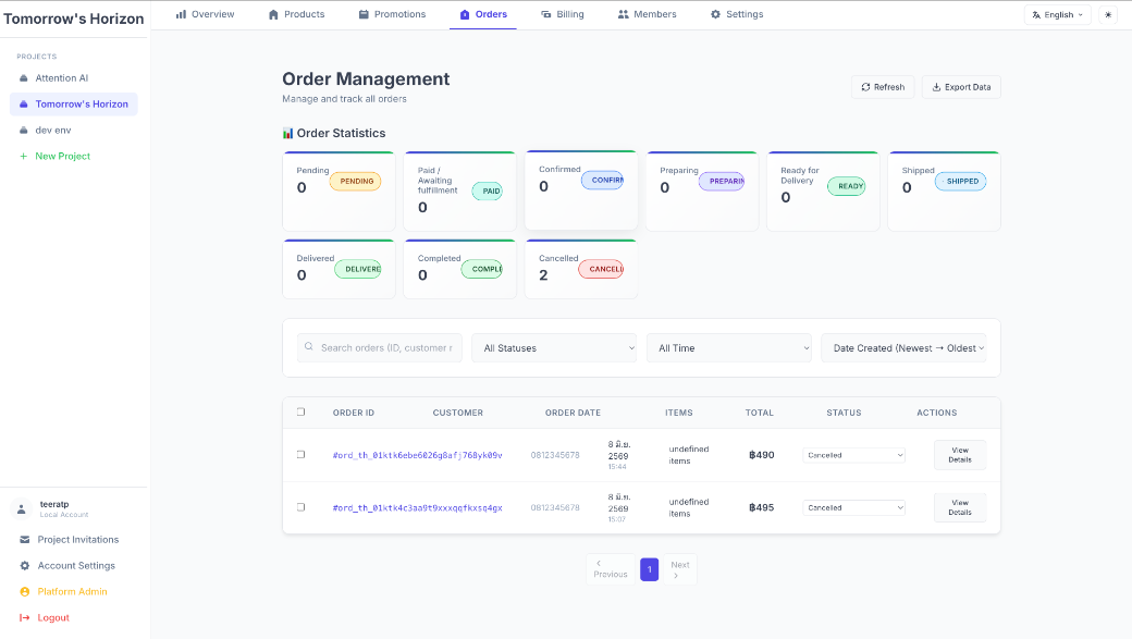Bot as a Service dashboard
