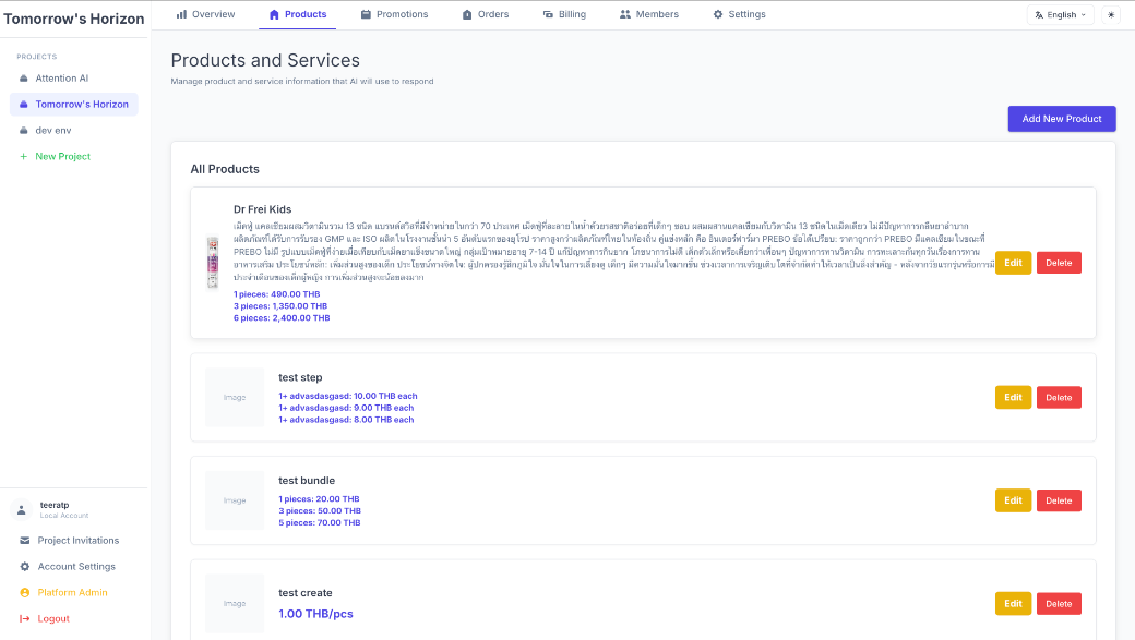 Bot as a Service dashboard